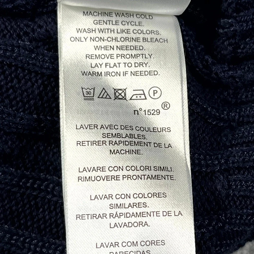 Lauren Ralph Lauren Sweater Womens Large Navy Blue Cable Knit Mock Neck Full Zip